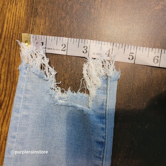 American Eagle Jeans 4 R Jegging Low Rise Super Stretch Light Wash Denim Raw Hem - Picture 11 of 13